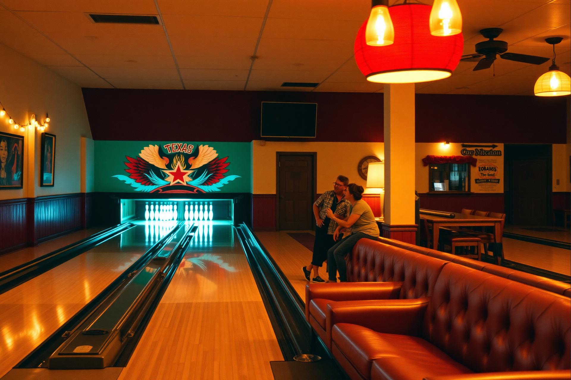Warm evening at Rex's Texas Lanes in Brownwood, Texas